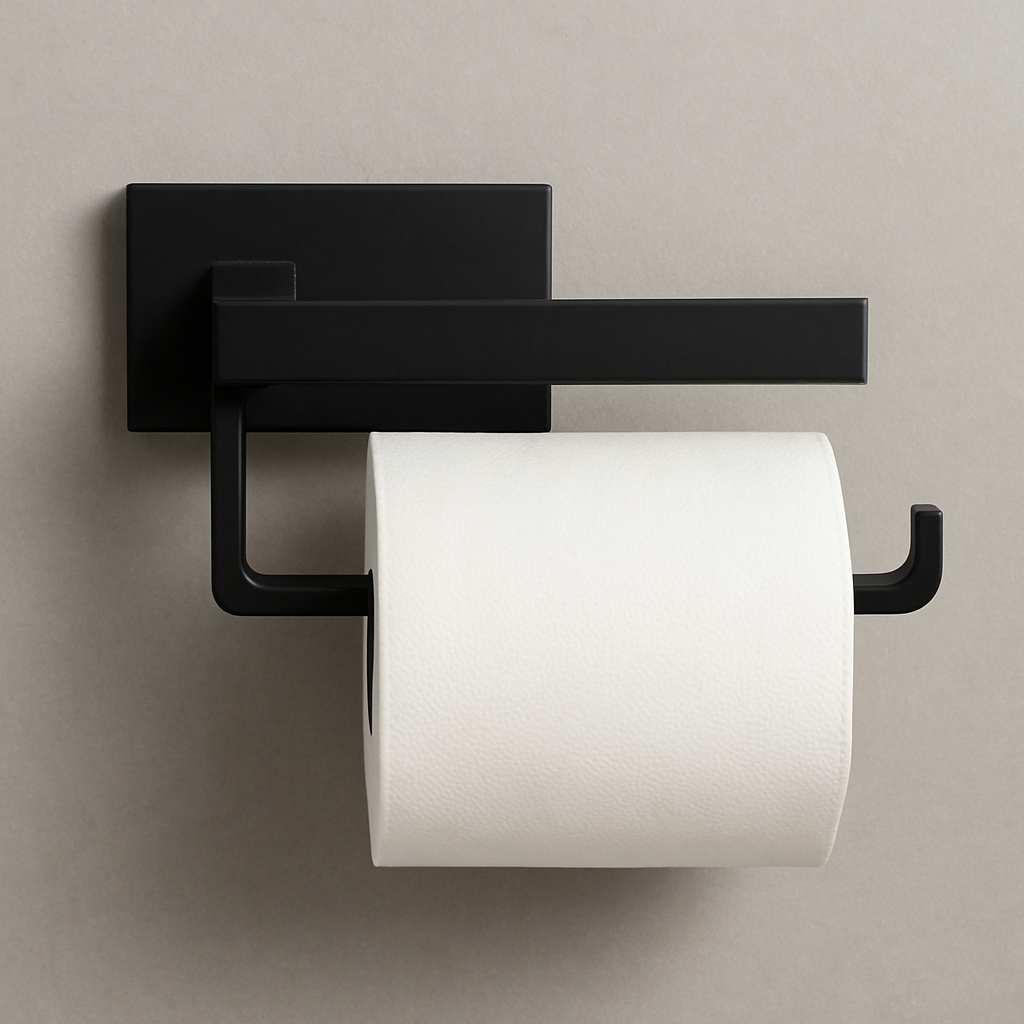 Toilet Paper Holder – Matte Black Wall Mounted Bathroom Roll Rack