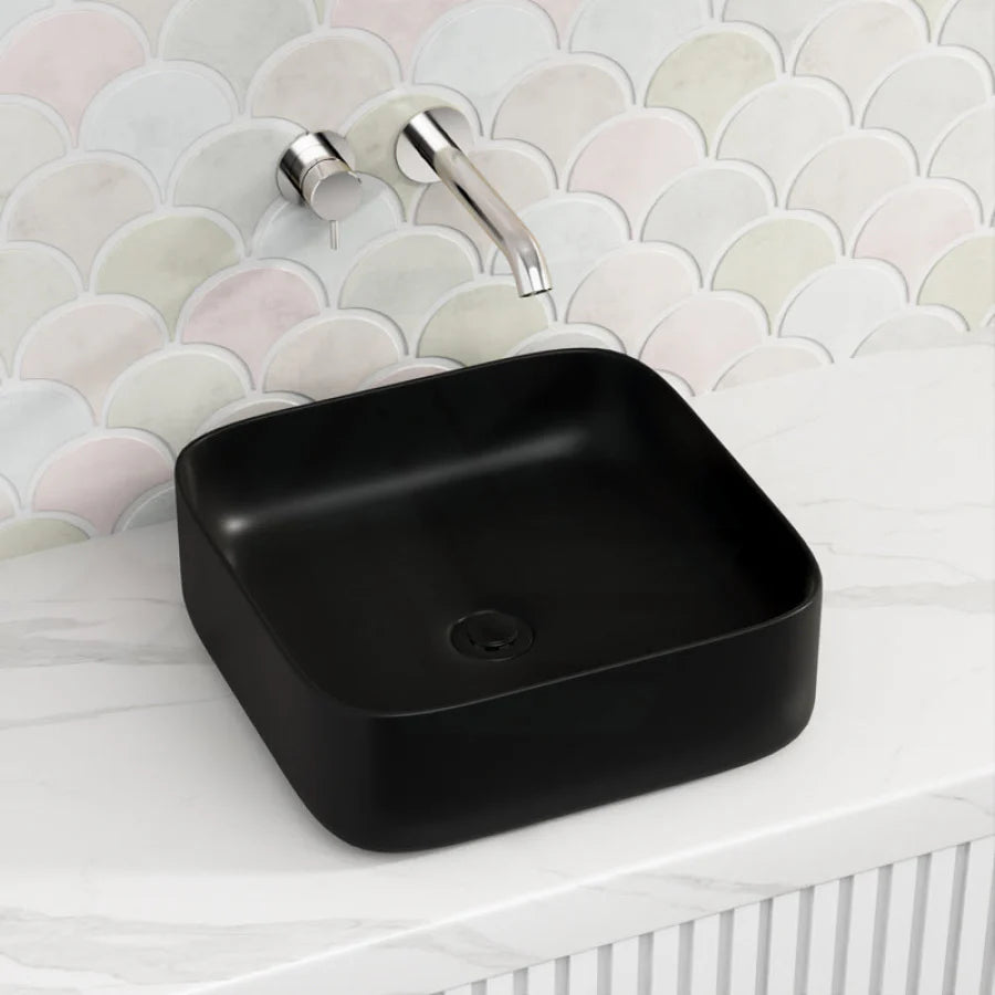 Square Above Counter Ceramic Basin – Matte Black Vanity Sink