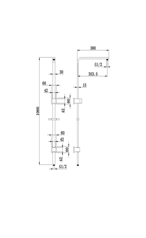 Shower set rectangle dimension