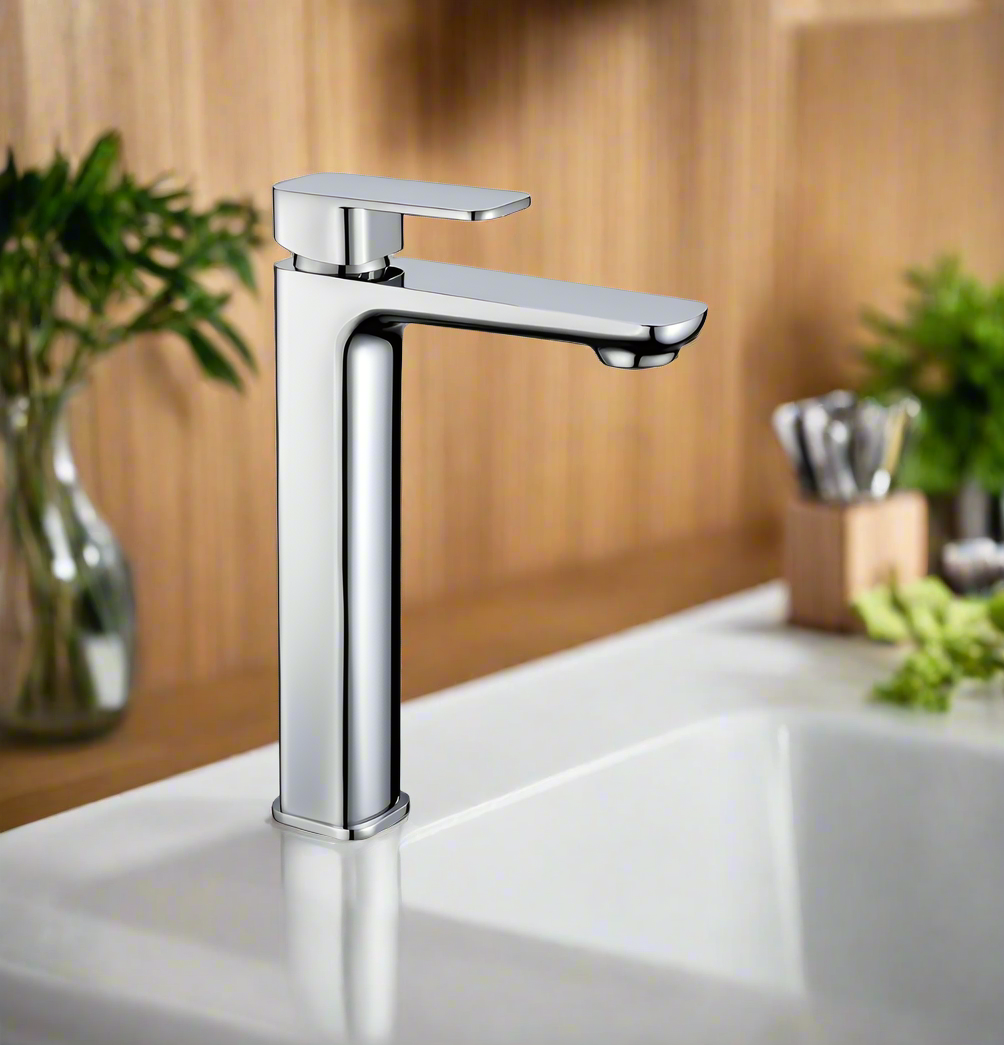 Tall Sqaure Basin Mixer Tap – Square Modern Bathroom Faucet | WELS Rated