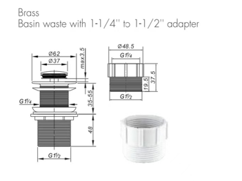 32mm Chrome Pop-Up Basin Waste – Non-Overflow Drain Plug