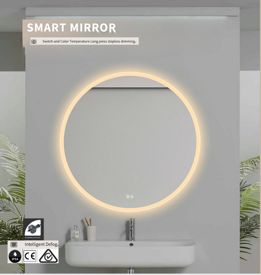 Modern Round Bathroom Frameless Backlit LED Wall Mirror 