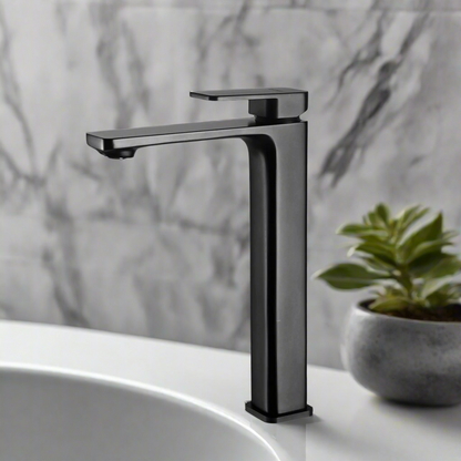 Tall Sqaure Basin Mixer Tap – Square Modern Bathroom Faucet | WELS Rated