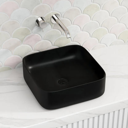 Square Above Counter Ceramic Basin – Matte Black Vanity Sink