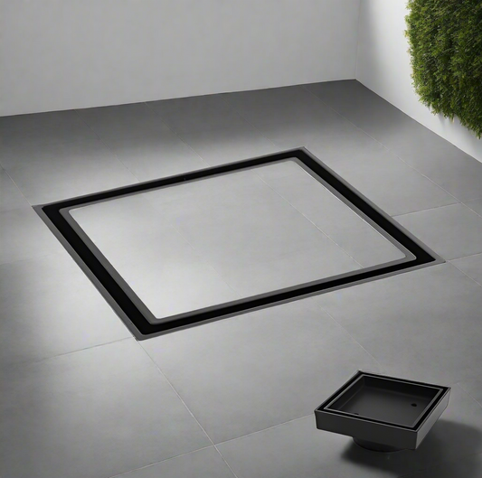 Square Tile Insert Floor Waste Shower Grate Drain Black